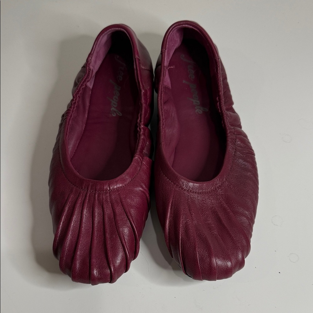 Free People Maroon Pleated Flats